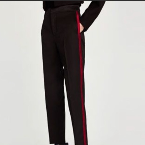 NWT ZARA TROUSERS WITH SIDE STRIPE 100%WOOL - Picture 2 of 11